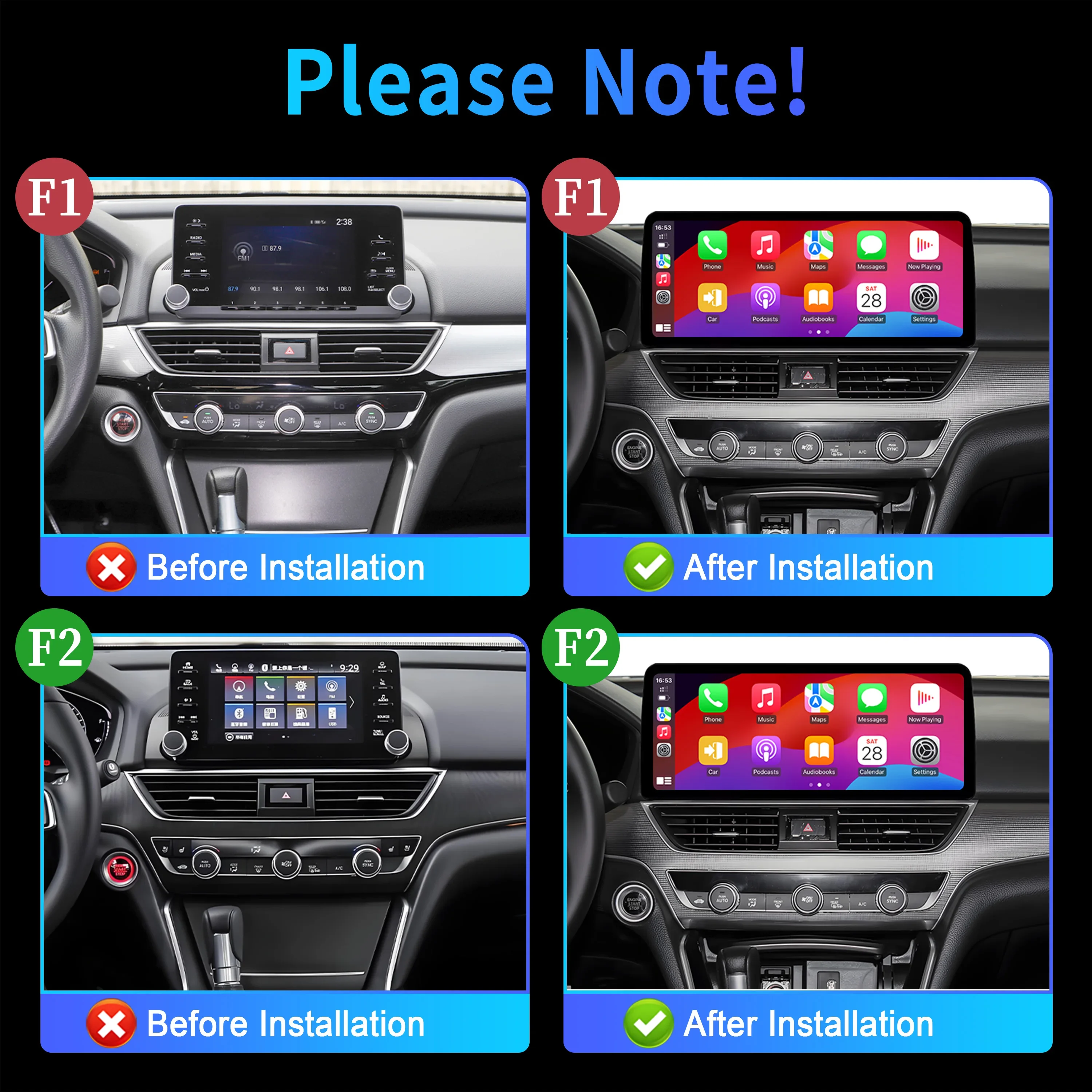 12.3 inch Car Radio Android 14 Multimedia For Honda Accord 10 2018 2019 2020 2022 Wireless Bluetooth Carplay Head Unit Screen