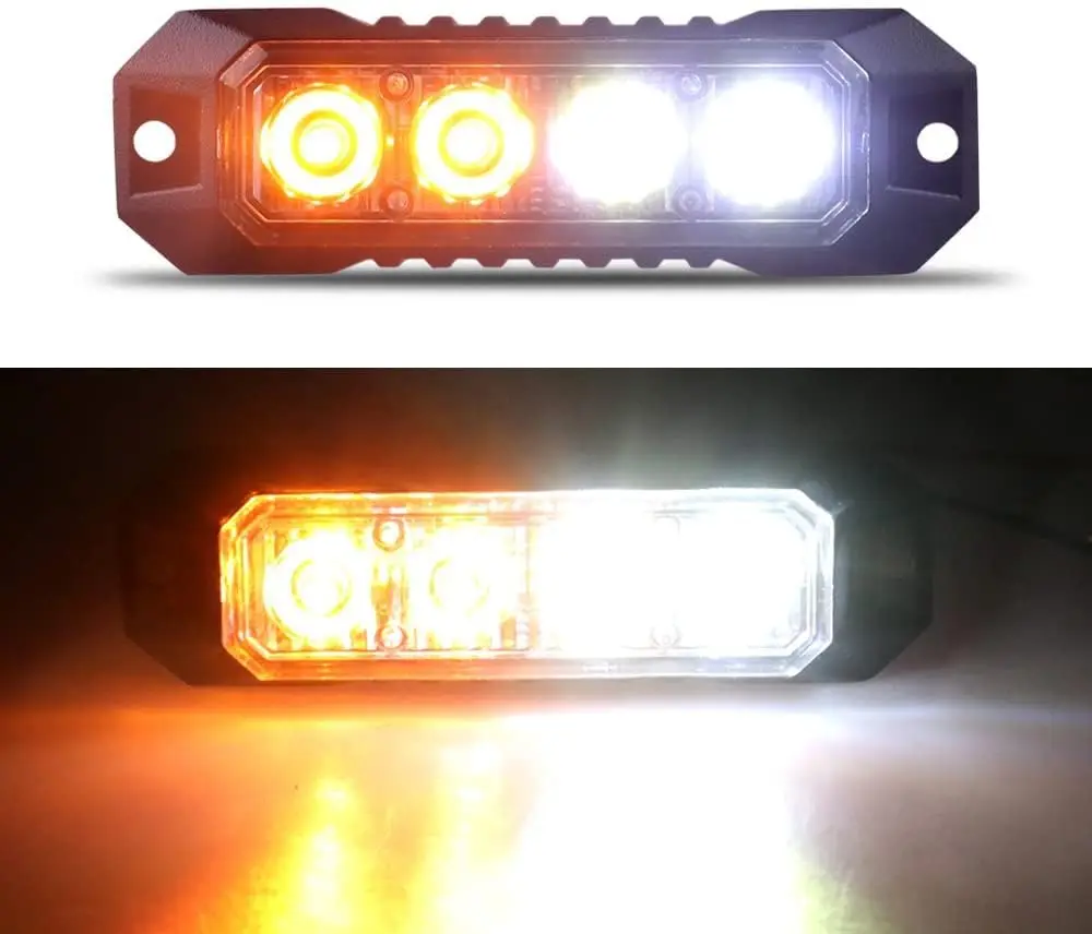 

New 4LED Sync FlashingUltra Slim Surface Mount Flashing Strobe Lights for Truck Car Vehicle LED Mini Grille Light Head Emergency