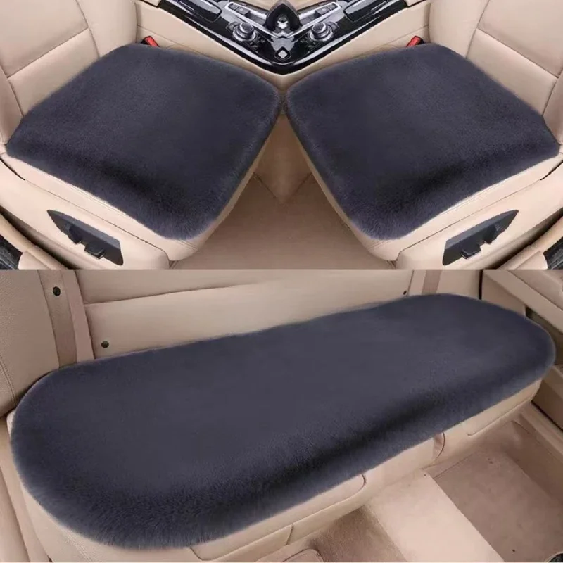 Custom Winter Women Plush Fur Car Seat Cushion Warmth Thick Wool One Piece Covers Cars Trucks SUV Comfort auto Pad Universal