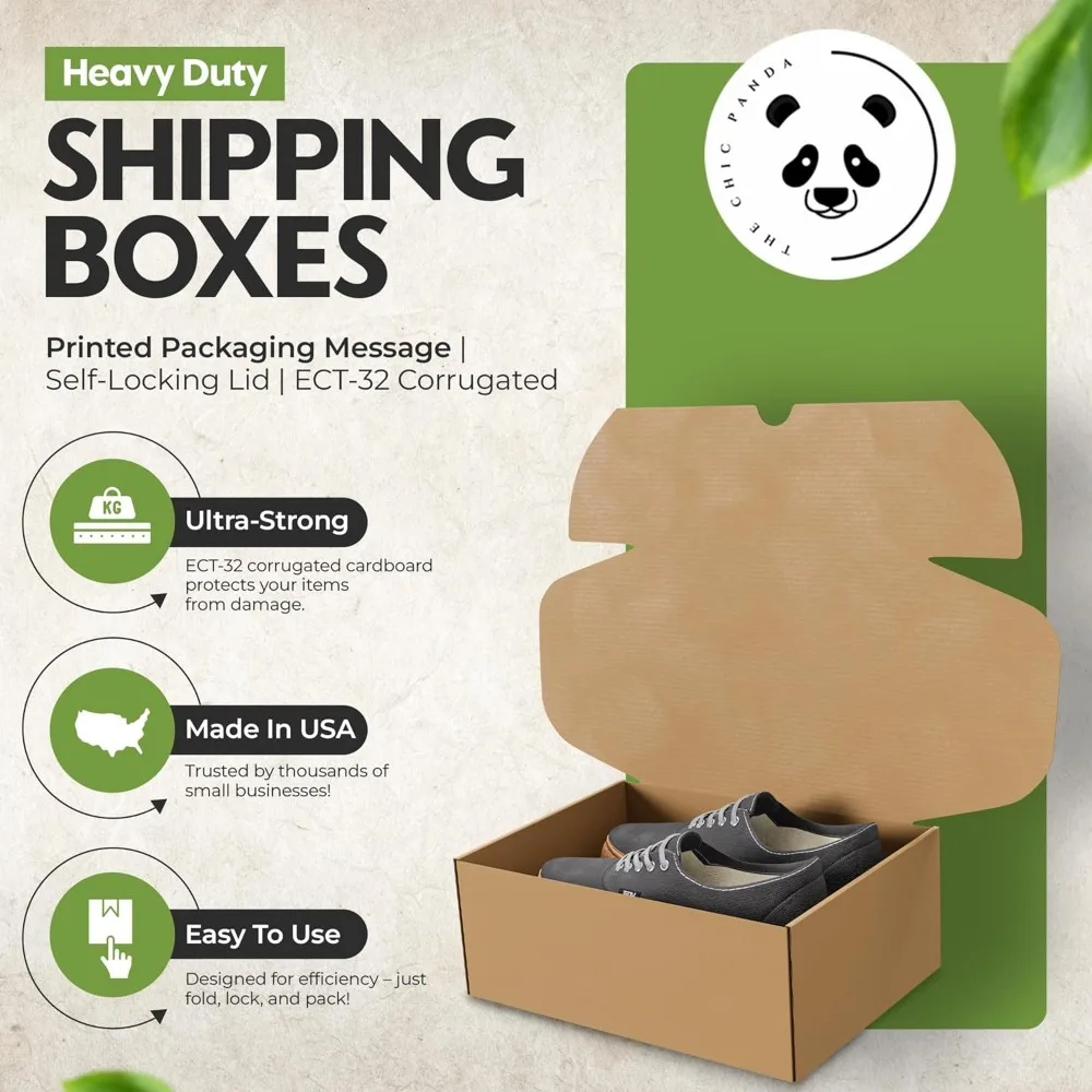 Medium Heavy-Duty Cardboard Shoe Boxes for Shipping - 12x9x4.125 Inch Corrugated Mailing Boxes with Self-Seal Feature