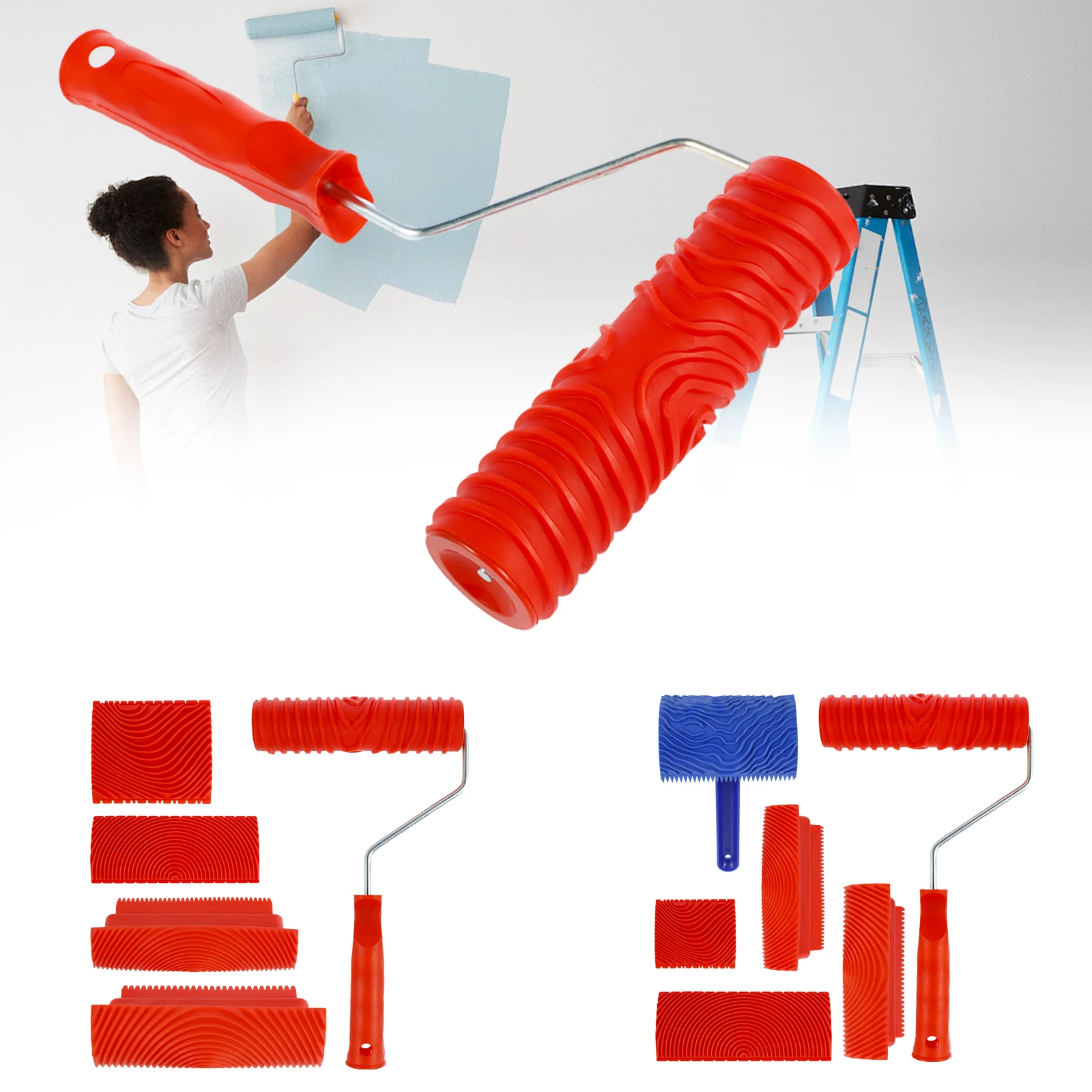 Rubber Roller Brush Set Imitation Wood Graining Tools Wall Painting Home Decoration Art Embossing DIY Brushing Painting Tools