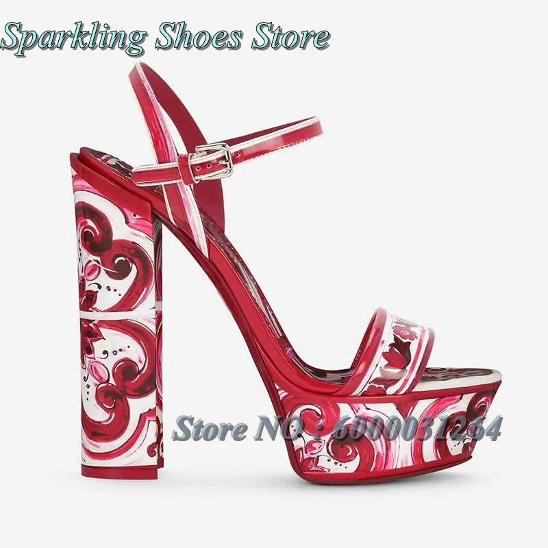 

Classic Bohemia Style Platform Heeled Sandals Mixed Color Block Heel Women High Heels Luxury Summer Vacation Travel Lady Shoes