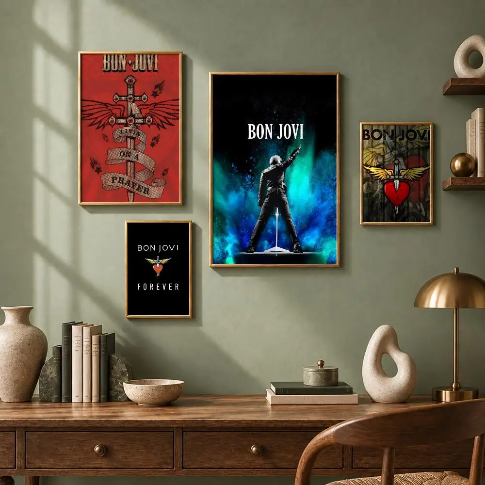 Rock Band B-Bon JoviS Poster HD Self-Adhesive No Residue After Removal Ideal for All Kinds of Wall Decor