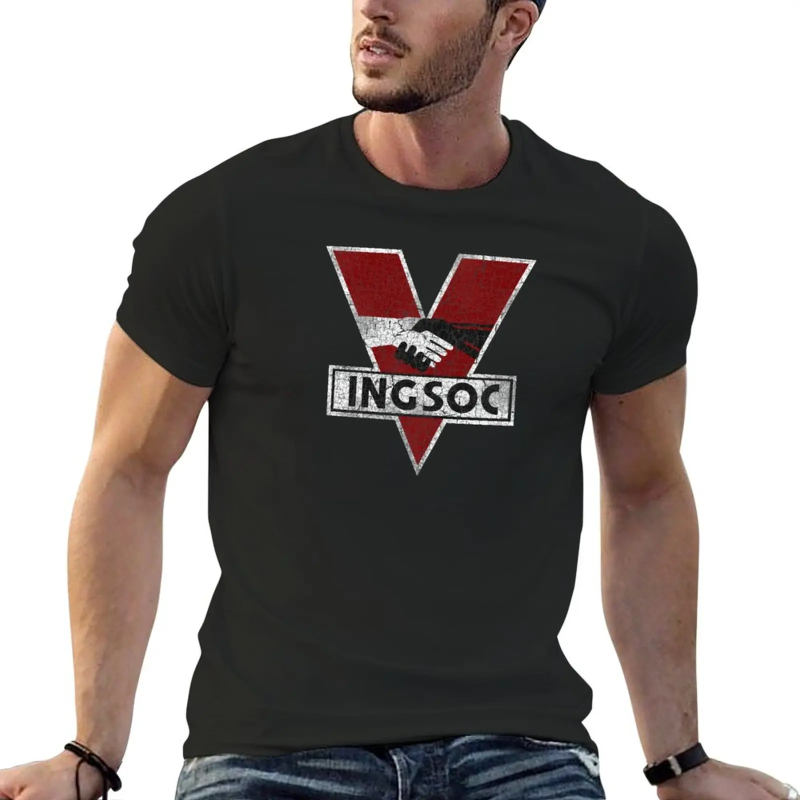 INGSOC T-Shirt anime clothes customizeds plus size tops graphics fitted t shirts for men