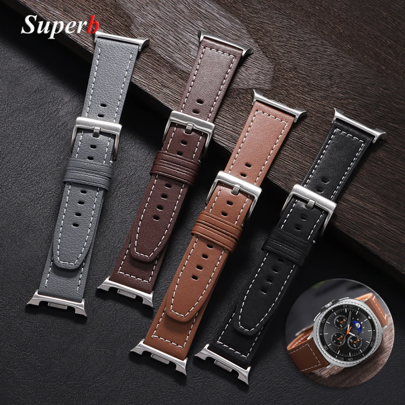 Lederarmband für Samsung Galaxy Watch 8 Classic Ersatzarmband für Galaxy Watch 8 44 mm 40 mm 46 mm Sport-Business-Armbänder