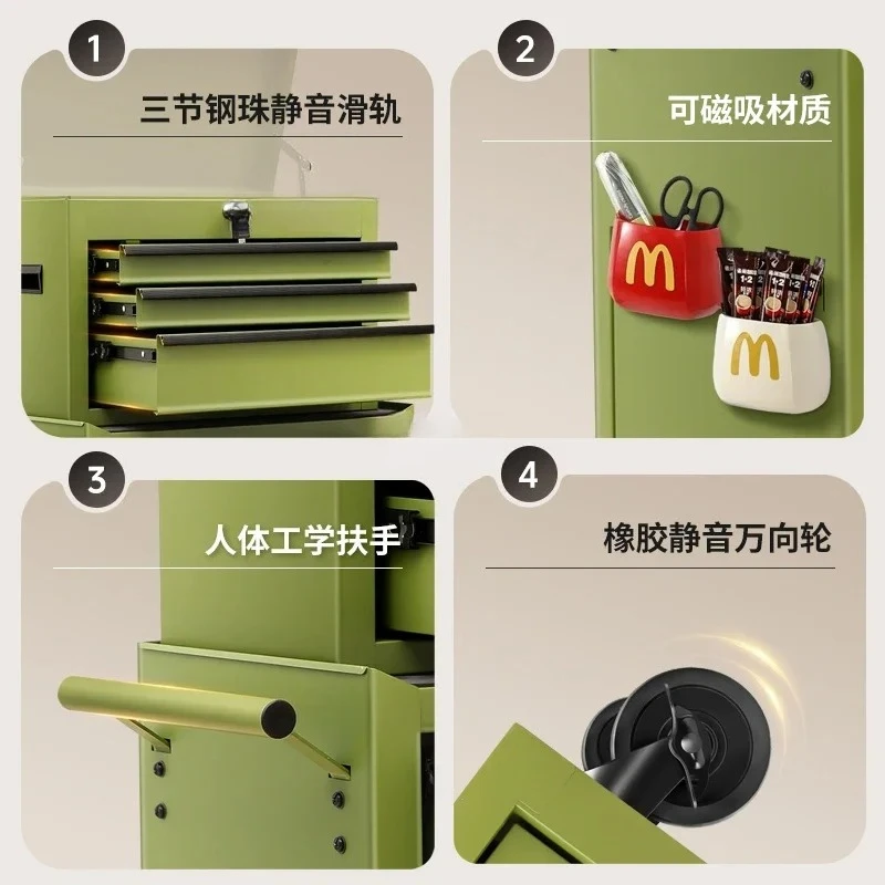 

Storage Cart Industrial Style Coffee Oil Painting Materials Mobile Snack Tools File Cabinet Cart