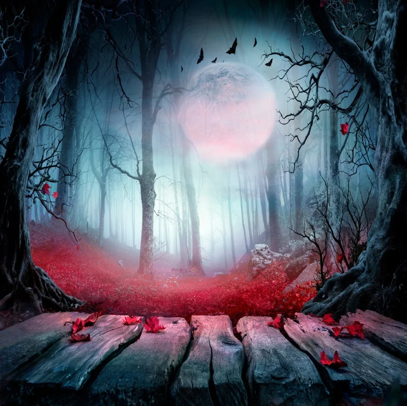 โคมไฟฟักทองฉากหลังคืนวันฮาโลวีนคืนพระจันทร์เต็มดวงพื้นหลังรูปสุสานน่ากลัวน่ากลัวโคมไฟสำหรับงานปาร์ตี้ที่น่ากลัว