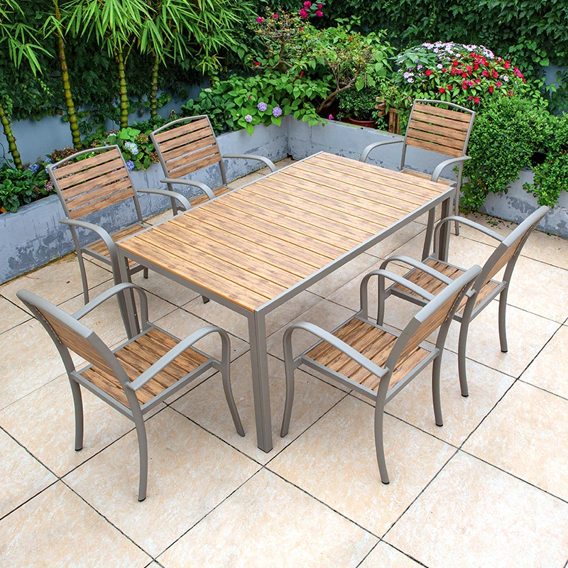

Hot Selling Outdoor Patio Dining Set Teak Wood Terrace Furniture Garden Table 8 Chairs