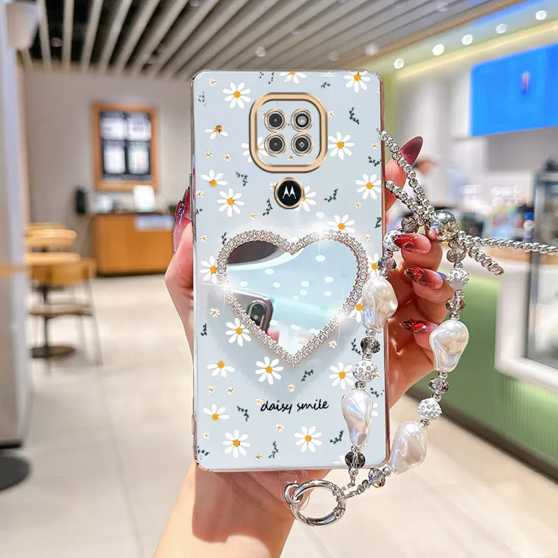 

Ювелирный ремешок с ремешком Daisy Smile, чехол-держатель для телефона для Motorola Moto G8 G9 Play Plus Power Lite G22 G30 G20 G10 G31 G32 G42 G50