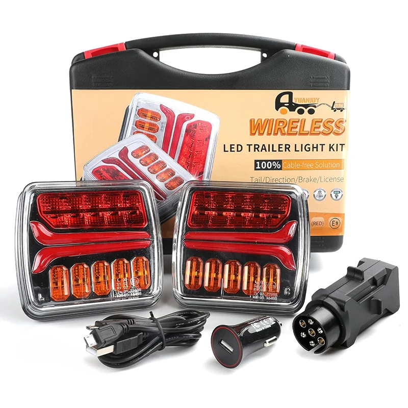 Yuanjoy 12/24V Magnetic Wireless LED Trailer Rear Lights With 7 Pin Plug For tractor Caravan Lorry Dynamic Rear Lights