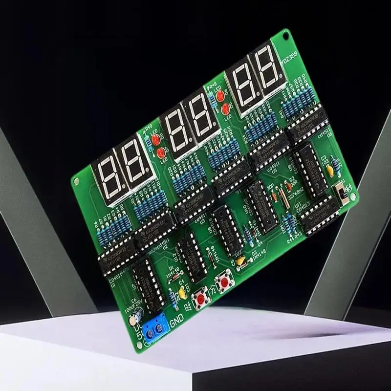 مجموعة ممارسة لحام الساعة المنبه DIY مكونة من 6 أرقام مجموعة ساعات ذاتية الصنع وقت العرض التلقائي للطلاب والمفصليين