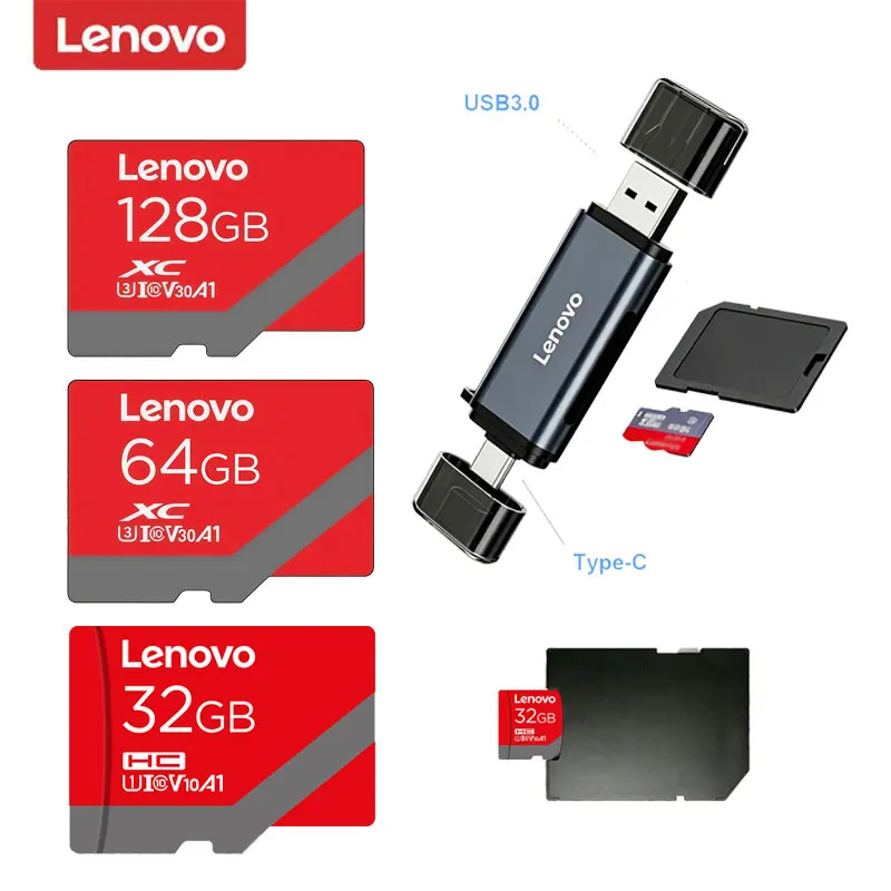 Lenovo Original Micro sd Card 32GB 64GB 128GB Microsd Memory Card Class10 SDXC U3 4K TF Card for Phone
