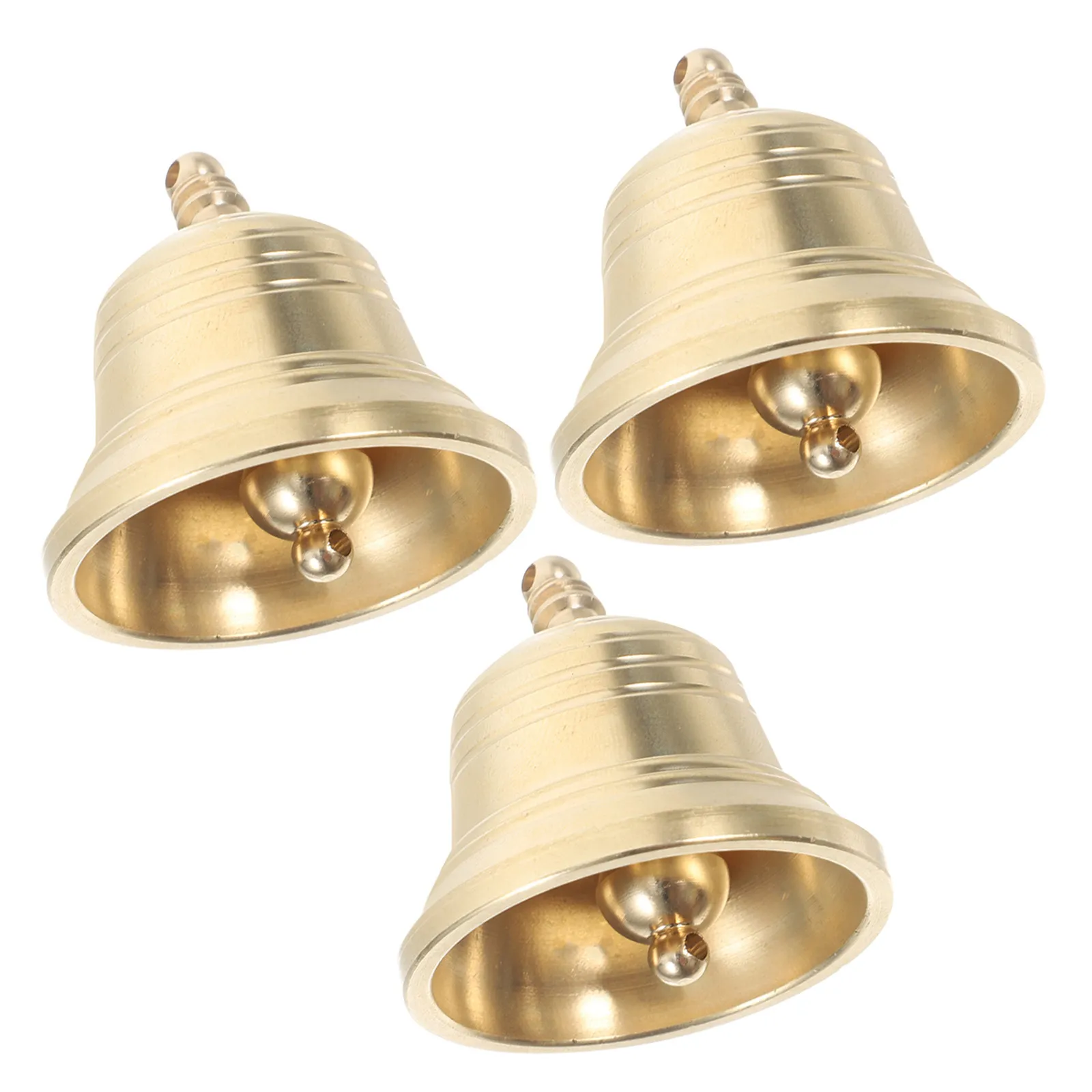 3Pcs Vintage Brass Hanging Bells Rustic Door Knob Bell Charming Welcome Bell Decorative Doorknob Ornaments for Home Shop Garden - view 2