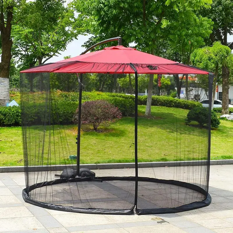 Umbrella Mosquito Netting For Outdoor Garden Patio Umbrellas Canopy Tent Mosquito Net Adjustable Rope Polyester Sunshade Net