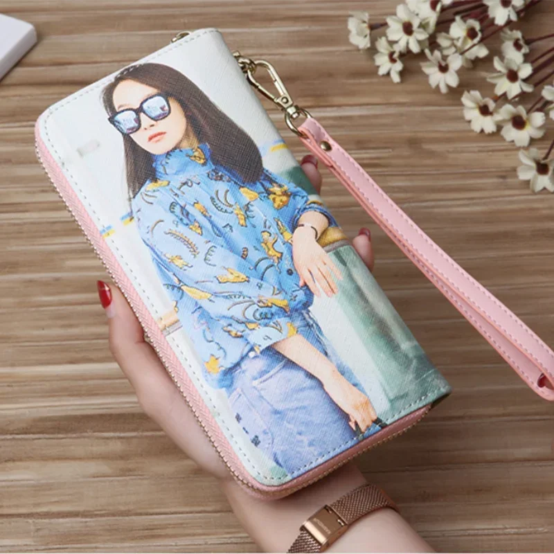 

Custom Two Photos Wallet Women Men Engrave DIY Photo Long Zipper Wallets Mother's Day Birthday Gift for Her Wedding Bridesmaid