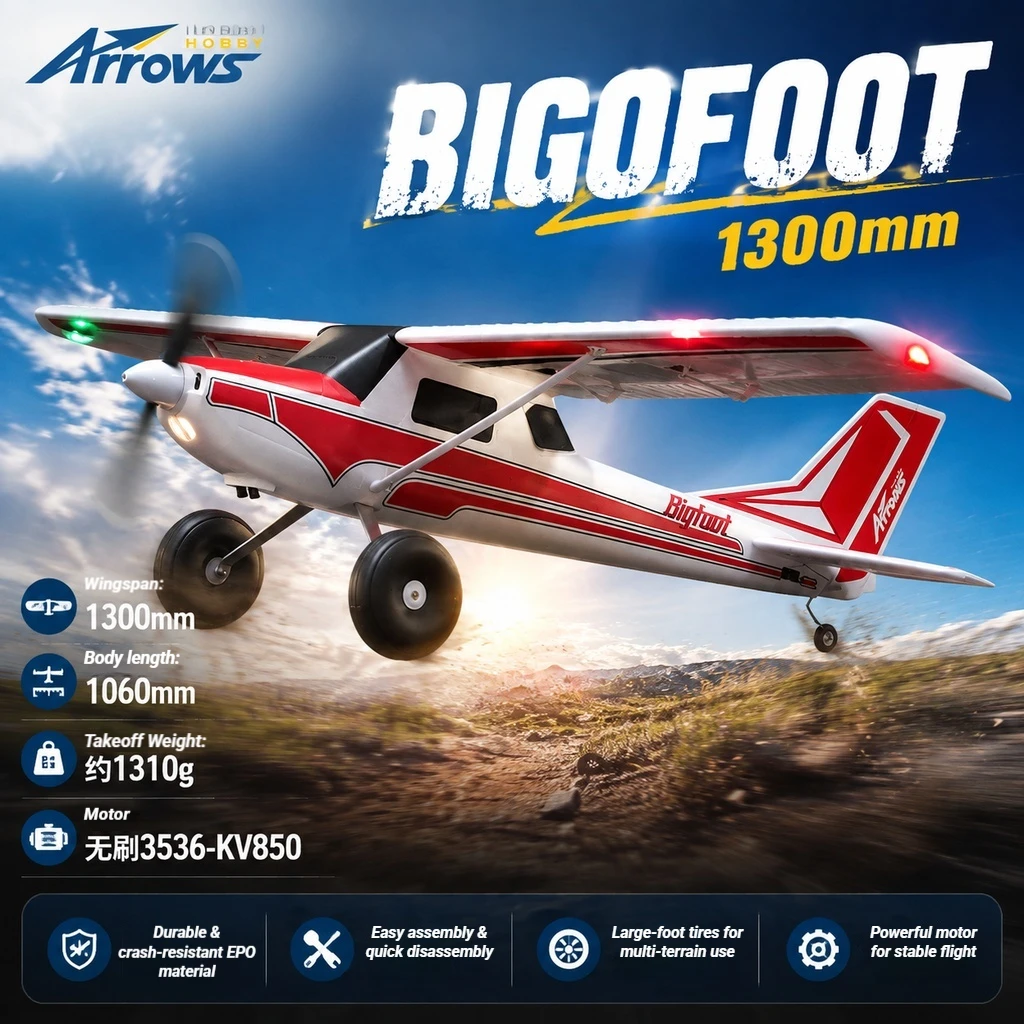 FMS Model 1300mm Big Off-road Low-speed Entry 6CH Outdoor Remote Control Electric Aircraft Assembly Fixed Wing RC Airplane Toy
