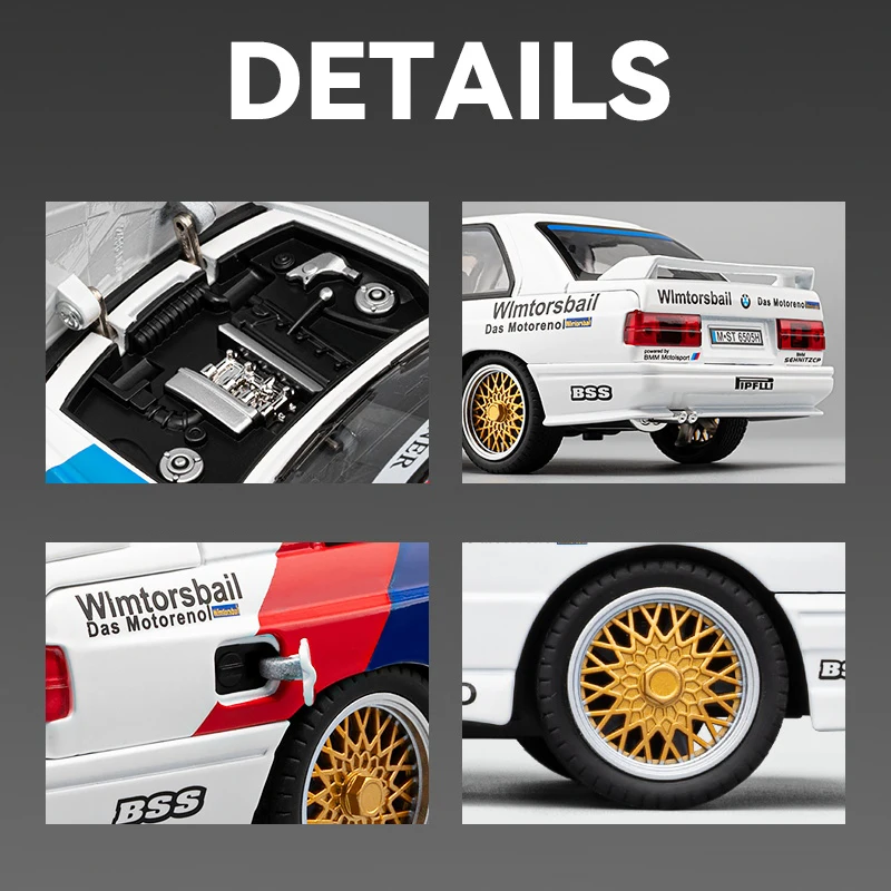 1/24 1988 M3 RacingรถE30 ดอกไม้รุ่นDie-CastโลหะMiniature Collectionงานอดิเรกตกแต่งเด็กของขวัญของเล่น