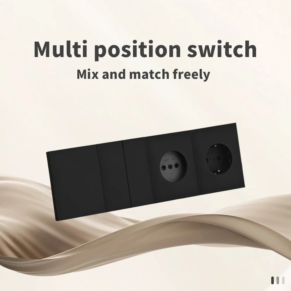 Black Skin Feel Paint Rocker Switch Embedded Button Light Switch Integrated Panel Wall Socket Power Sockets DIY Combination Home