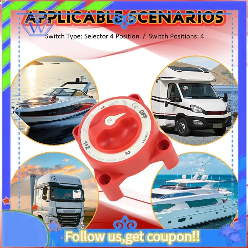 M46K-DC 32V 350A Battery Switch 4-Position Selector Marine Boat Battery Selector Switch Disconnect For Marine Boat