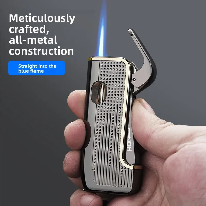 HONEST Lighter + Cigar Knife Set Single Direct Injection Lighter Cigar Pliers Premium Business Men's Cigarette Accessories