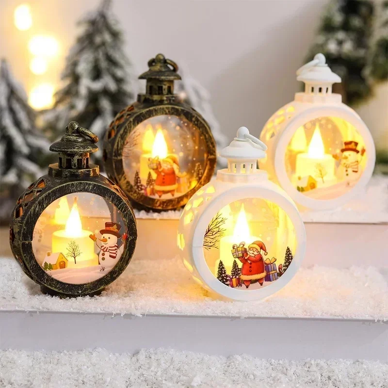Christmas Decorations Candles Wind Lights Elderly People Snowmen Retro Shop Windows Illuminated Decorations Creative Gifts