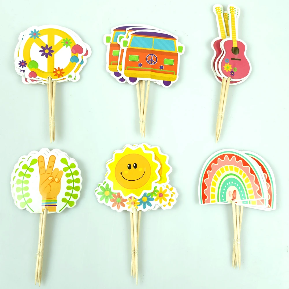 24pcs/lot Violin Theme Cake Decoration Cake Topper Girls Kids Favors Birthday Party Supplies Baby Shower Gifts Cupcake Picks