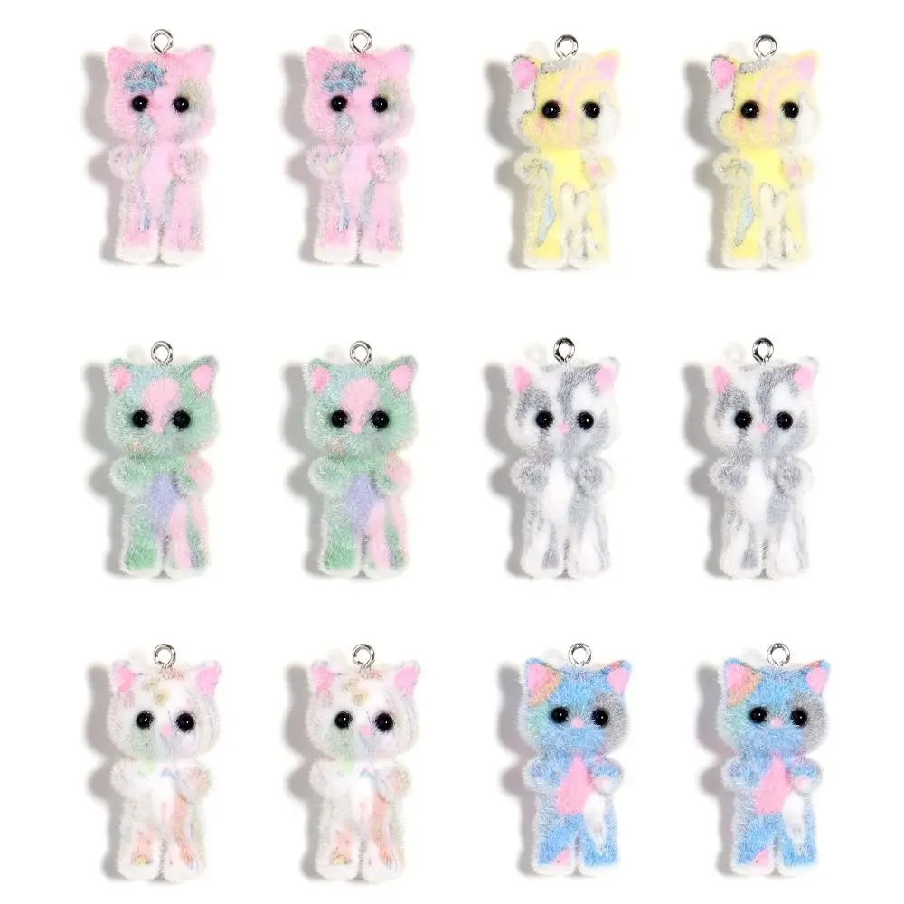 5cps Mini 3D Kitty Pendant Colorful Necklace Earring DIY Jewelry Make Fluffy Handmade Fluffy Cat