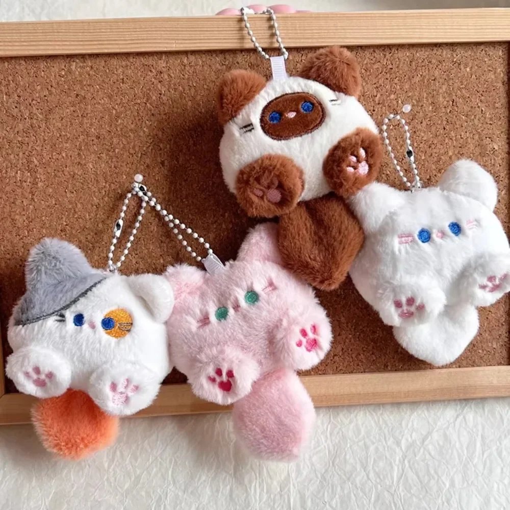 1-4pcs Cute Plush Small Cat Doll Keychain for Couple Soft Cotton Stuffed Animal Keyring Backpack Pendant Decoration Student Gift