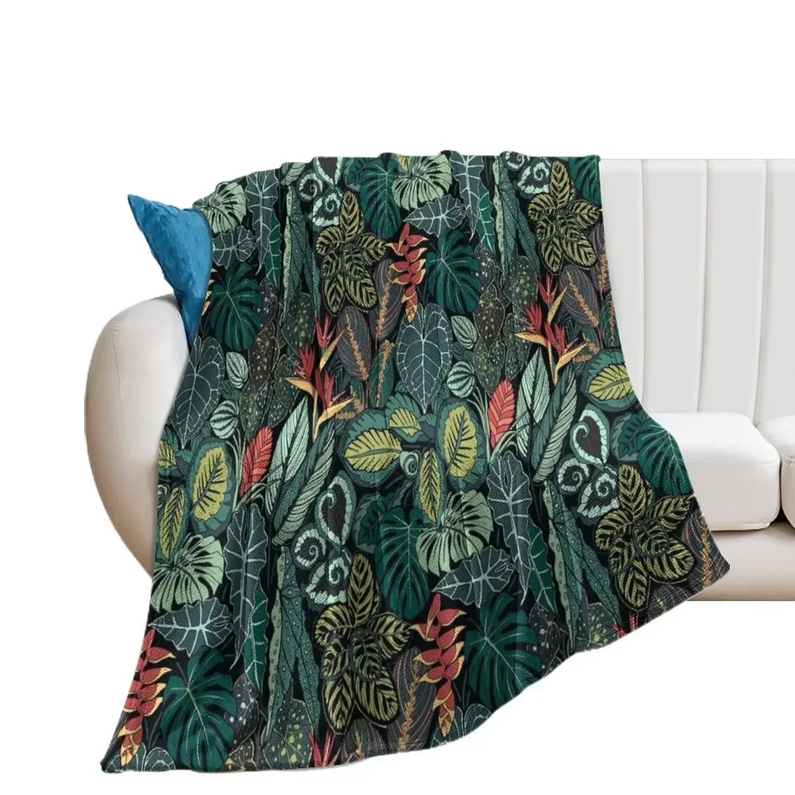 Rainforest Leaves Throw Blanket blankets ands Flannel Loose Blankets