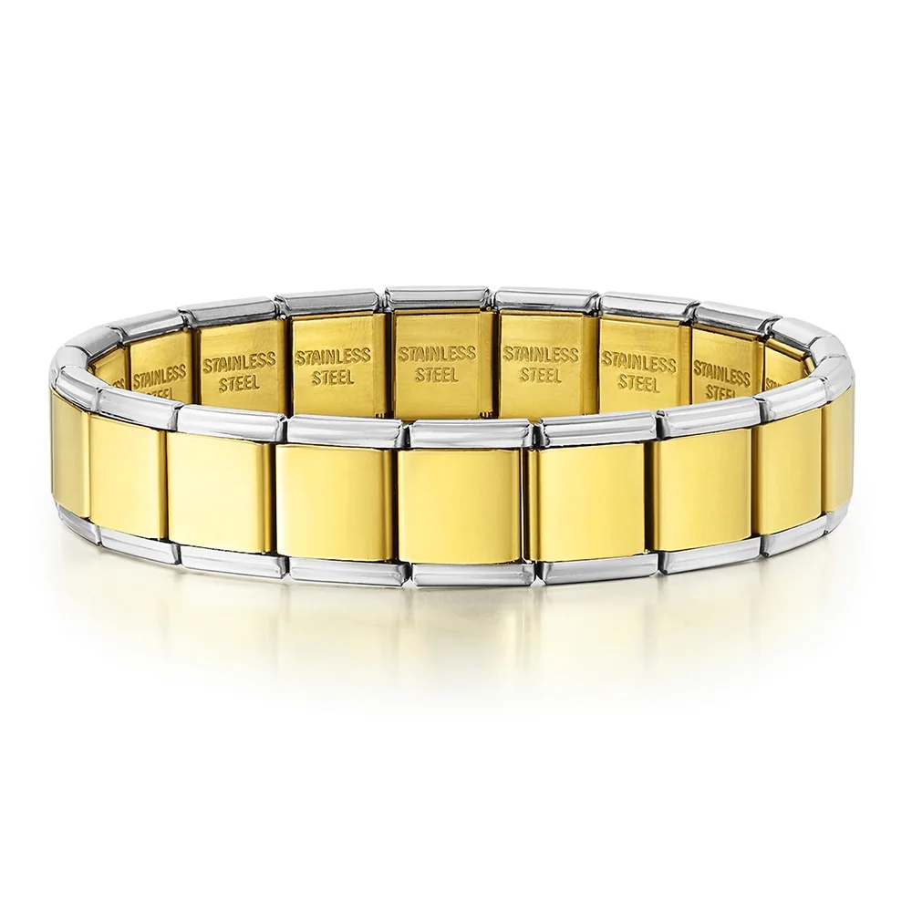 URING Frauen Männer Einfache Armreifen Charms Italienische Links Edelstahl 9mm Breite Mode Gold Farbe Armbänder Schmuck Geschenke