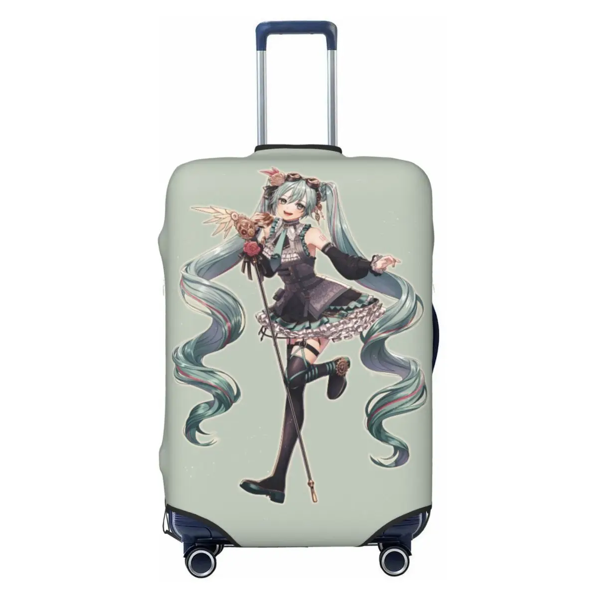 カスタム初音ミク-vocaloid-ロックアニメスーツケースカバー弾性荷物保護カバー-18-32-インチ用