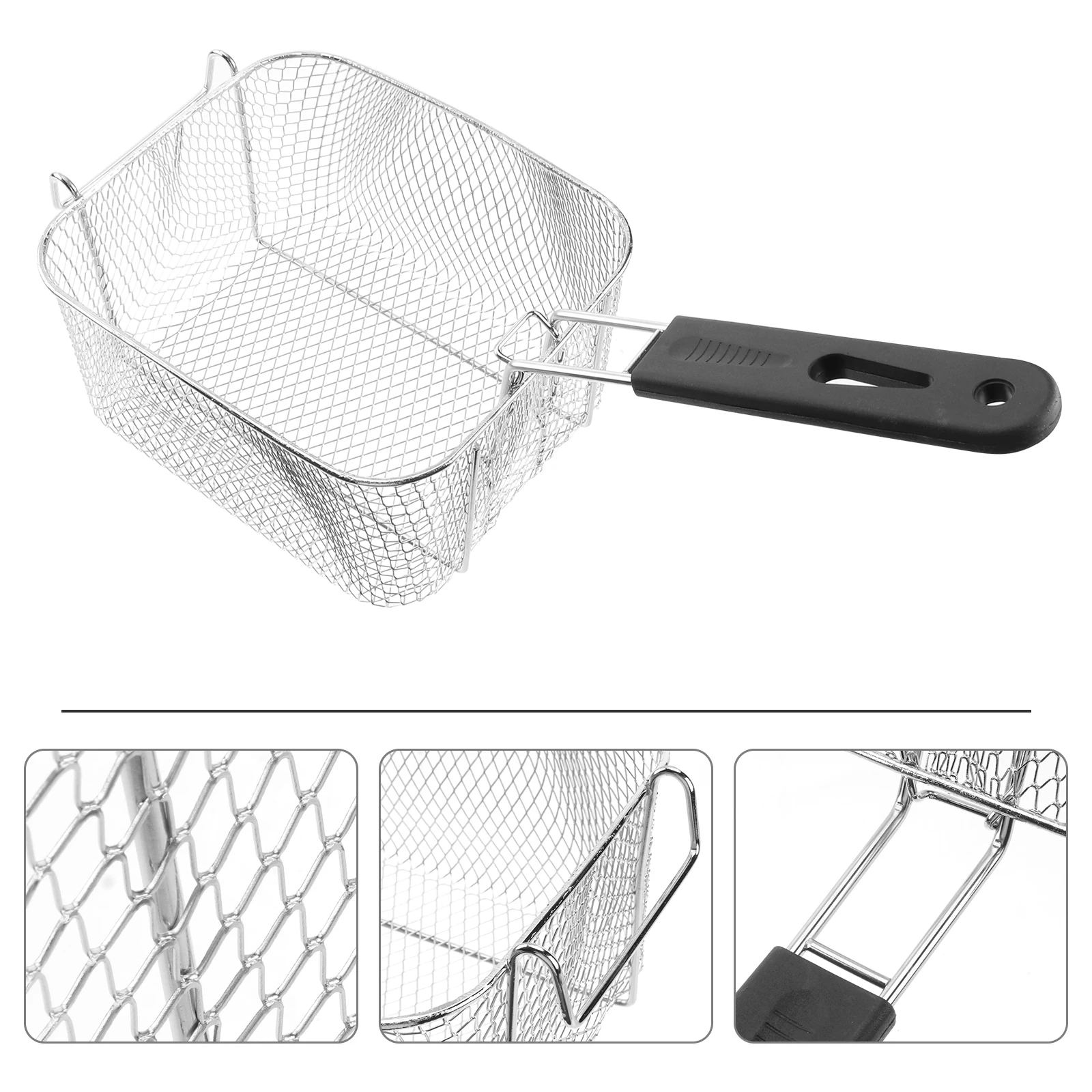 

Stainless Steel Deep Fry Basket Wire Mesh Strainer Long Handle Corrosion Resistant Easy Storage Install Large Capacity Food Safe