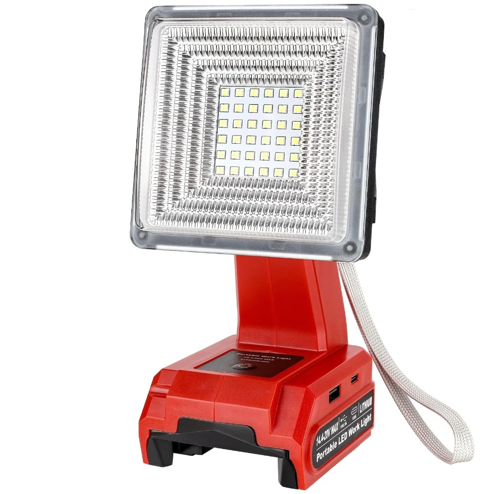 

Rechargeable Camping Light Portable LED Work Light with USB Port for Milwaukee 18V Lithium Batteries for Work Sites Emergencies