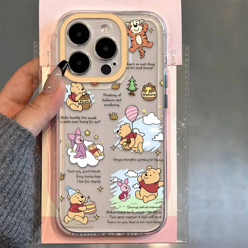 Disney Winnie Clear Space Phone Case for Vivo Y03 Y16 Y17 Y17S Y19 Y21 Y28 Y36 Y52S Y55S Y73S Y75 Y78 Y100 4G 5G Transparent