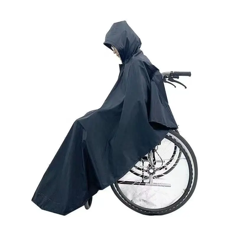 Wheelchair Raincoat Poncho Rain Cover Reflective Waterproof Hooded Slicker Designed for Wheelchair Users