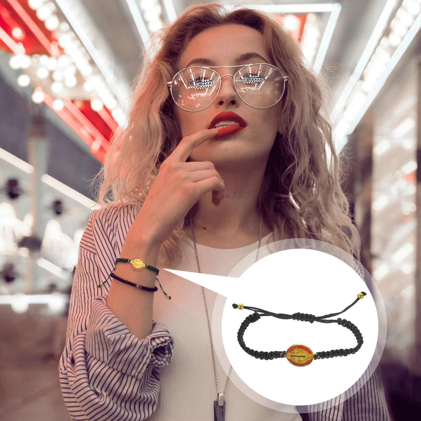 

1pcs Saint Benedict Bracelet Adjustable Braided Religious Wristband Handmade Catholic Rope Chain For Men Women Christian Jewelry