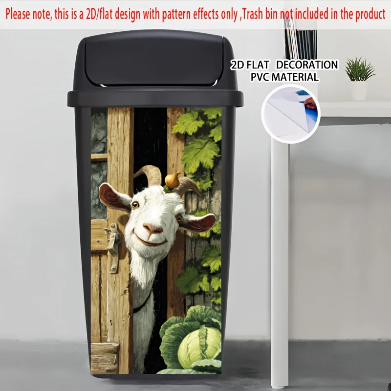 1Pc Large Creative Peeking Goat Self‑Adhesive Sticker For Door And Window Cute Fun Woolly Goat Personalized Decor Decal