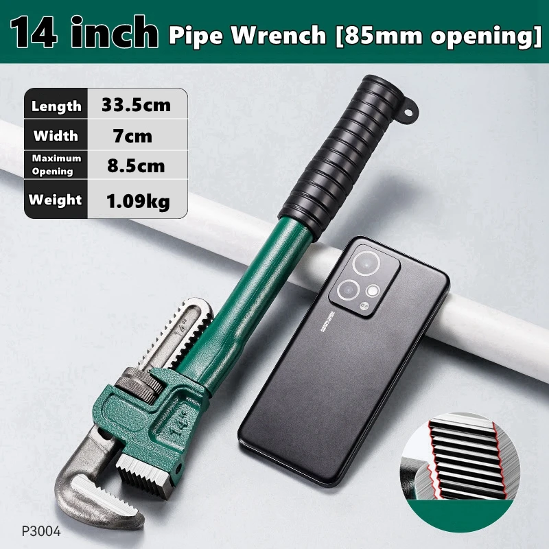 Heavy-Duty Straight Pipe Wrench Set – 5 Sizes (8" To 18") Adjustable Plumbing Pliers For Pros & DIYers