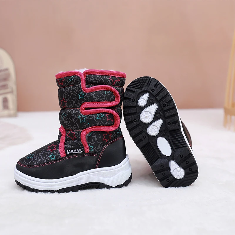 Oversized Boy And Girl Snow Boots Size 22-33 Boots, Thickened Cold Resistant And Non-Skid Children Ankle Cotton Boots