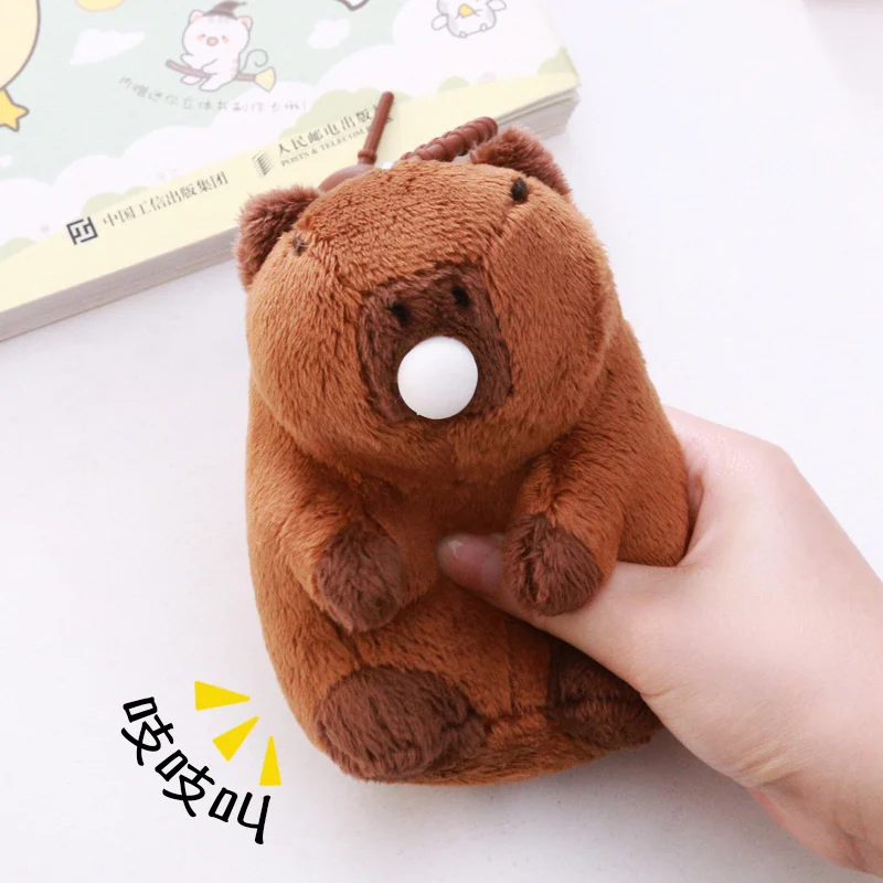 12cm Capybara Plüsch Schlüssel bund Anhänger Simulation Capibara Anime Fluffty Spielzeug Stofftiere Puppe Plüsch Kinder Geburtstags geschenk Spielzeug