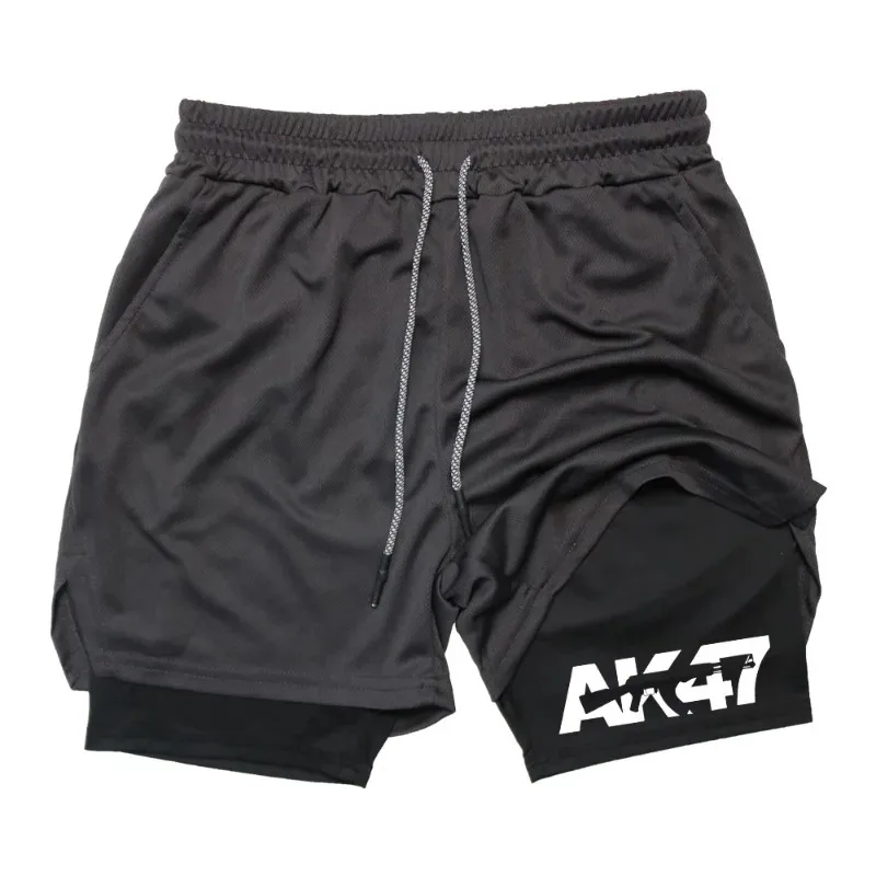 Training Summer Casual Beach Quick-drying with Pockets Men's Fitness 2-in-1 Elastic Sports Sportswear Multi-functional Shorts