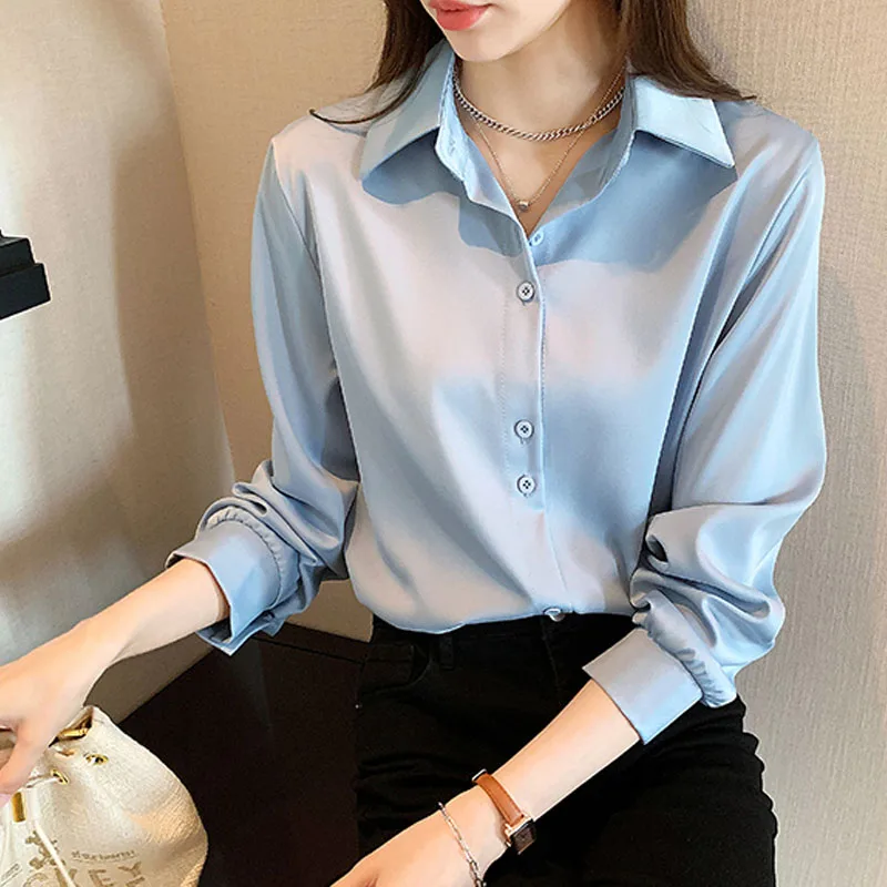 Women\'s Long-sleeved Shirt New Spring Fashion Solid Color Temperament Single-breasted Blouse Office Lady Wear Female Clothing