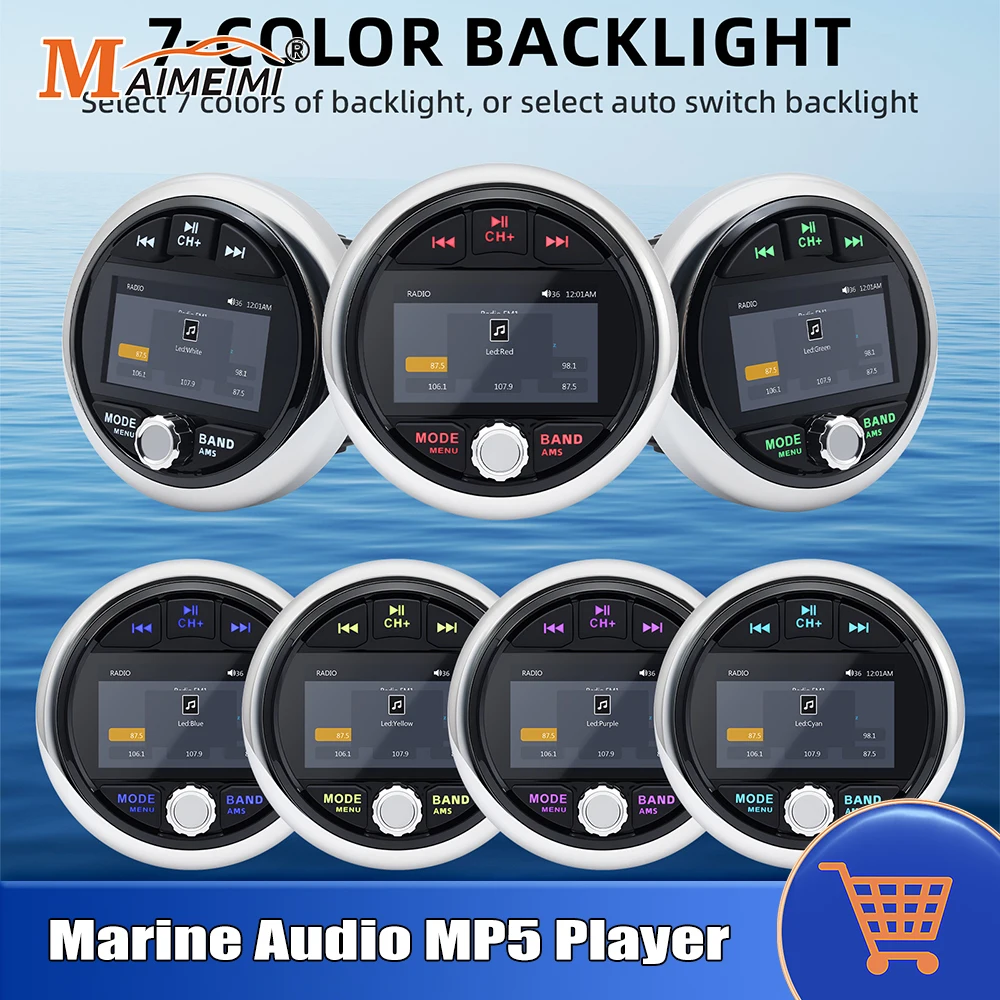 

Boat Radio MP5 Marine Stereo Source Media Player AM FM RDS Receiver Video Play Bluetooth-compatible AUX for ATV UTV SPA RZR