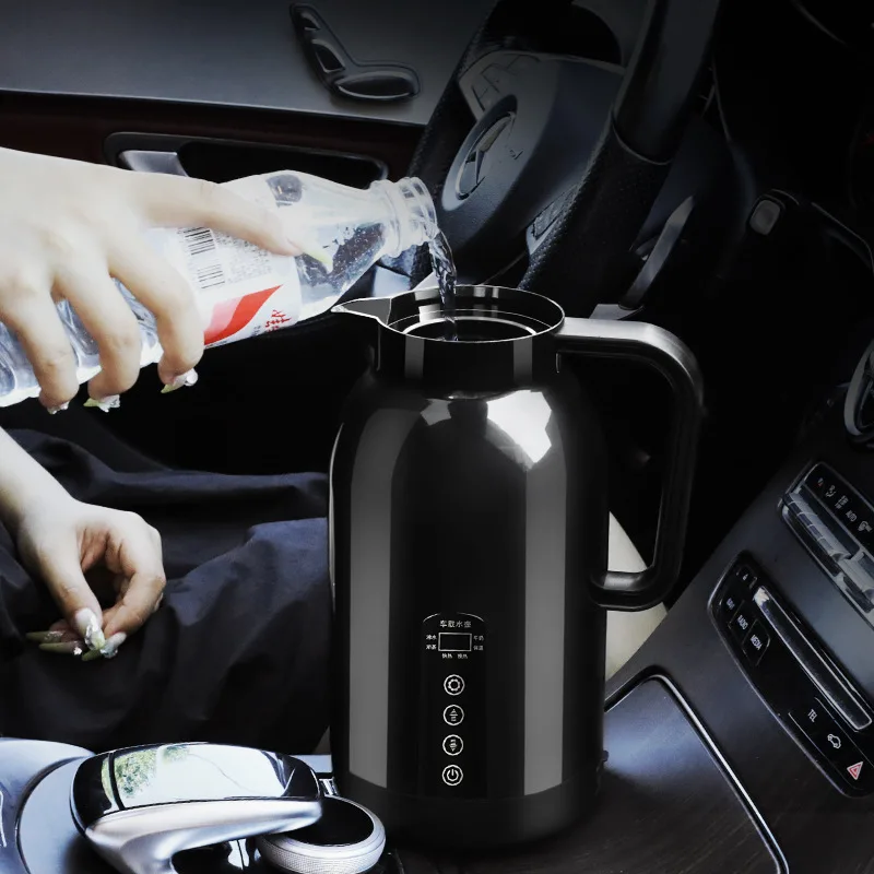 Car Electric Cup Stainless Steel Liner Heating Cup Car Water Heater Thermos Cup 12V/24V Heating Kettle