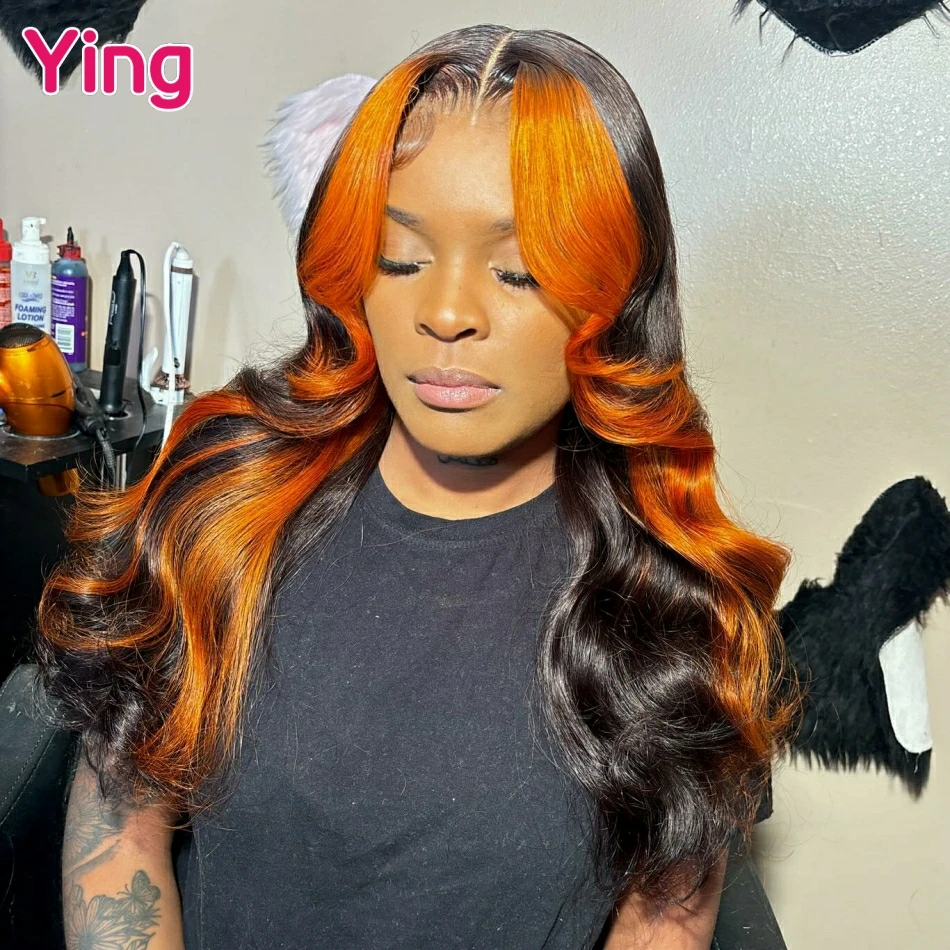 Perruque Lace Front Wig Body Wave brésilienne naturelle, cheveux humains, couleur orange vif, 13x6, 5x5, pre-plucked, avec closure, pour femmes africaines