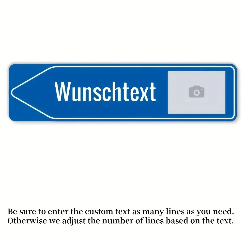 [CIFbuy][2D Flat] Custom Blue Arrow Aluminum Sign,Personalized Photo & Text Indoor Outdoor Wall Decor (Only For Decoration)