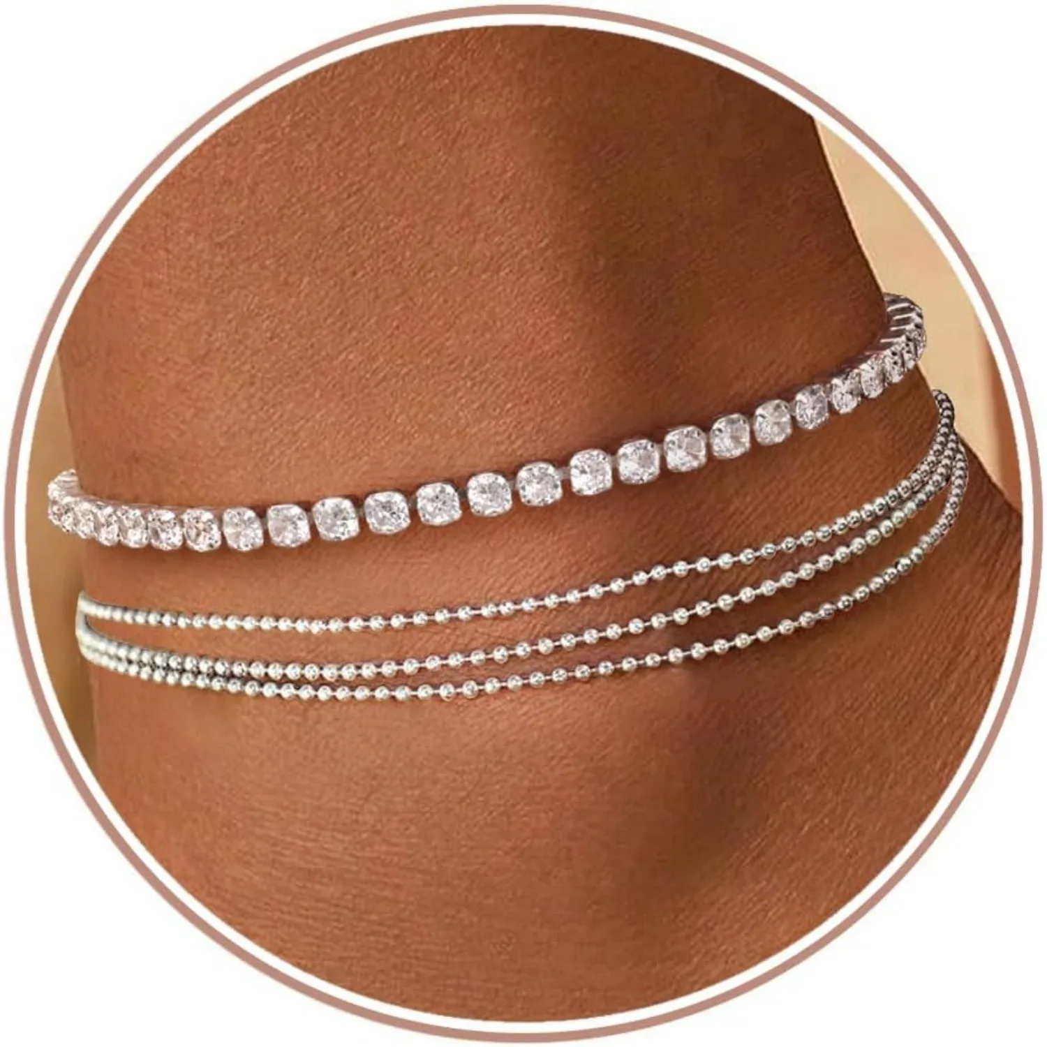 

Florideco 2Pcs Ankle Bracelets for Women Adjustable Anklets Layered Ankle Bracelets Waterproof Women Summer Beach Jewellery