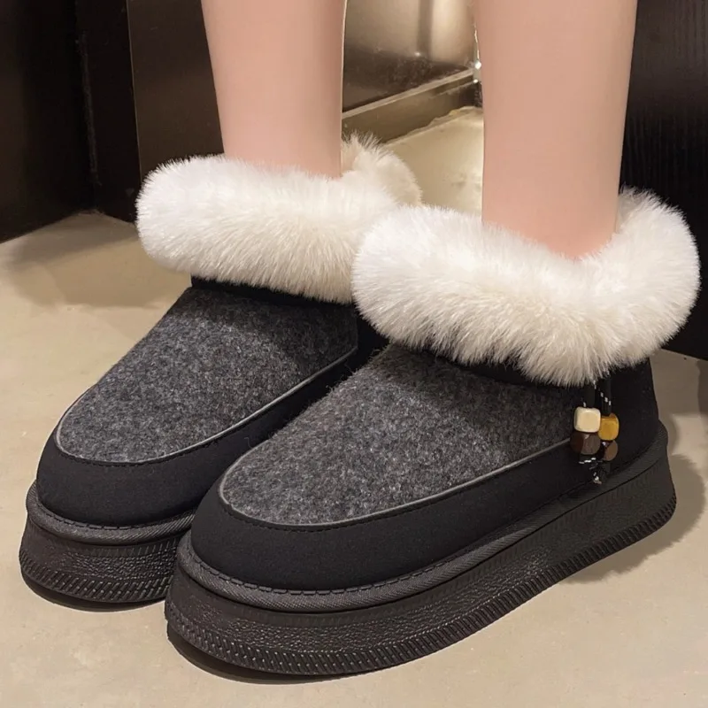 

Бренд-дизайнер2025зимние новые зимние ботинки с плюшевым краем и толстой подошвой, противоснежные зимние ботинки, повседневные универсальные легкие износостойкие короткие ботинки