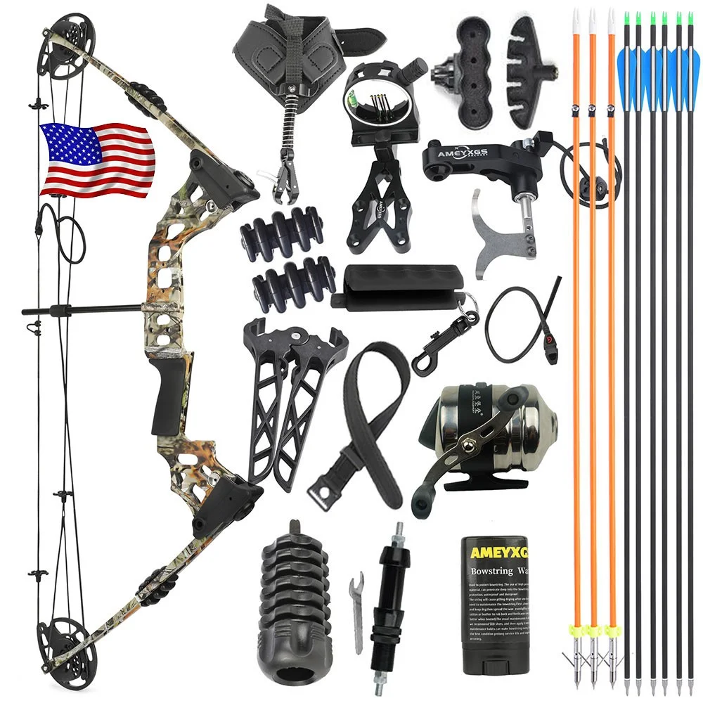 20‑70lbs Pulley Bow Adjustable Archery Compound Bow 320FPS Let‑off 80% for Left/Right Hand Design Outdoor Hunting Shooting Targeting