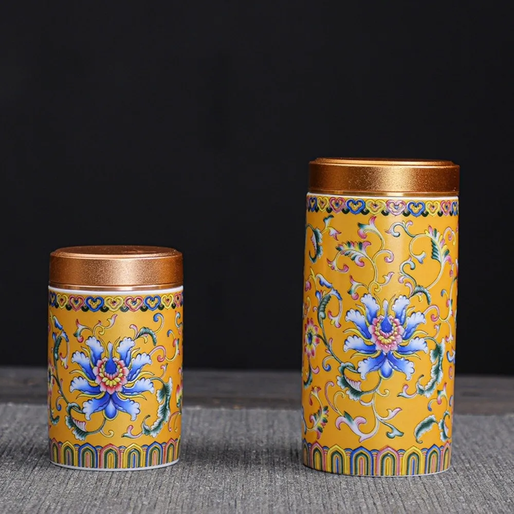 Storage Can Ceramic Empty Tea Tin Can Mini Portable Tea Canister Chinese Style Versatile Tea Packaging Box Green Black Tea